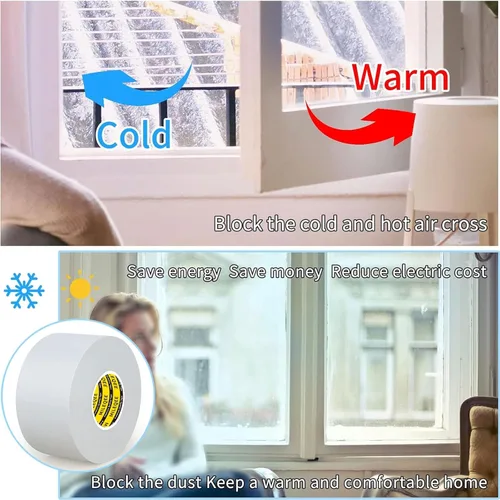 Miniatura 6 de Cinta de sellado de ventana de conducto de tela para invierno, 1.89 pulgadas x 33 pies, cinta aislante de sellado para ventanas y puertas, sellador