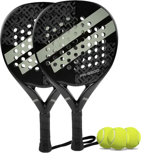 Miniatura 10 de Pala de pádel Superficie de Fibra de Carbono con núcleo de espuma EVA Memory Flex Pala de pádel ligera rojo (8200 Red)