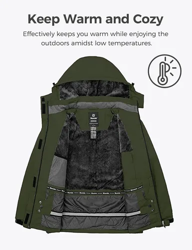 Miniatura 3 de Wantdo - Chaqueta de esquí impermeable para mujer, abrigo de invierno cálido y resistente al viento, abrigos de nieve