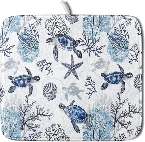 Miniatura 119 de Giwawa Tapete de Secado de Platos Retro Silueta de Cabaña del Bosque de Ciervos para Encimera 18 x 24 pulgadas Otoño Cielo Azul Nube Dibujos