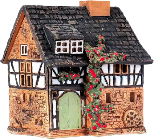 Miniatura 5 de Portavelas de cerámica Art Tealight Decoración de habitación Hecho a mano Coleccionable Casa de luz en miniatura Casa antigua en Lauterbach, Hessen