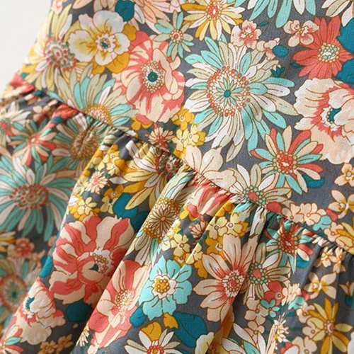 Miniatura 4 de IBAKOM Vestido de verano sin mangas con flores para bebé, vestido hawaiano de fiesta, vestido de princesa bohemio con sombrero de paja