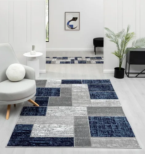 Miniatura 14 de L'Baiet Verena - Alfombra geométrica roja y gris de 8 x 10 pies, alfombra de área grande para sala de estar, dormitorio, mesa de comedor, oficina