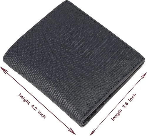 Miniatura 6 de BOTANNER Mini monedero de bolsillo compacto de cuero para mujer con seguridad RFID - NEGRO, marino, Minimalista