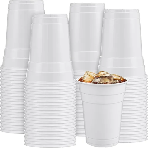 Miniatura 10 de Mimorou - Paquete de 200 vasos de plástico de 16 onzas desechables para fiestas, graduaciones, bodas, apilables, resistentes para barbacoa, Rojo