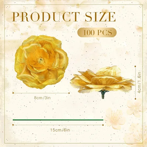 Miniatura 2 de Yunlly 100 piezas de flores artificiales de seda falsa con tallo largo en ramo de rosas para boda, fiesta, decoración del hogar para bricolaje, baby