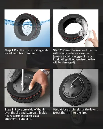 Miniatura 6 de 100/65-6.5 Neumático sin cámara para todo terreno para VSETT 11+/Zero 11X/Dualtron para accesorios de scooter eléctrico de 11 pulgadas, neumáticos 2