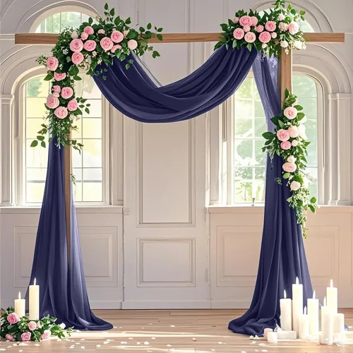 Miniatura 3 de Tela de gasa para arco de boda, 2 paneles de 6 yardas, cortinas de techo transparentes de gasa para fiestas, bodas, ceremonias, recepciones, Azul