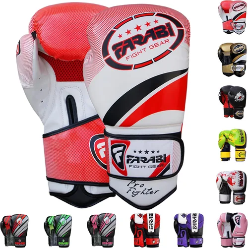 Miniatura 7 de Farabi Guantes de boxeo Pro Fighter Sparring Gym Bag Punching Focus Pad Mitts