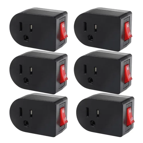 Miniatura 10 de VSEER Toma de tierra con interruptor de encendido y apagado, interruptor de salida de adaptador de corriente individual 15A 1875W/3 clavijas