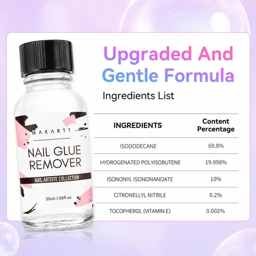 Miniatura 7 de Makartt Removedor de pegamento de uñas para uñas a presión, 1.06 fl oz (1.0 fl oz), sin hema, pegamento fácil de quitar, versátil para pegar