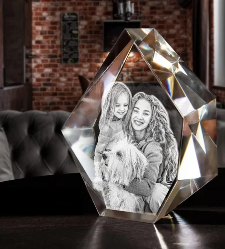 Miniatura 3 de Foto de cristal, personalizada con tu propia foto, imagen grabada con láser, marco de cristal para retrato de iceberg grabado personalizado