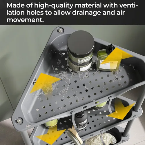 Miniatura 3 de ODesign Estante esquinero de 4 niveles para sala de estar, dormitorio, baño, estante de almacenamiento de plástico de empalme de metal, organizador