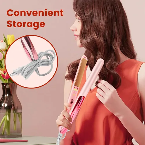 Miniatura 5 de Bo'laiya Plancha y rizador de pelo 2 en 1, con tecnología ultra suave con revestimiento de cerámica, calentamiento ultrarrápido, memoria TEM