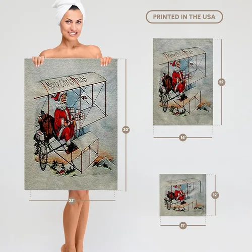 Miniatura 5 de 3dRose Paño de lavado de 11 x 12 pulgadas para cara y cuerpo – Feliz Navidad Santa volando una caja vintage cometa avión imagen vintage diseños