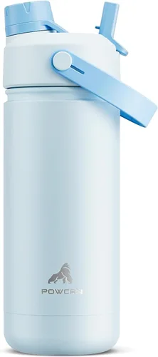 Miniatura 50 de POWCAN - Botella de agua con aislamiento de 18 onzas, con tapa de boquilla y pajilla 2 en 1, fría 24 horas, a prueba de fugas, apta para portavasos