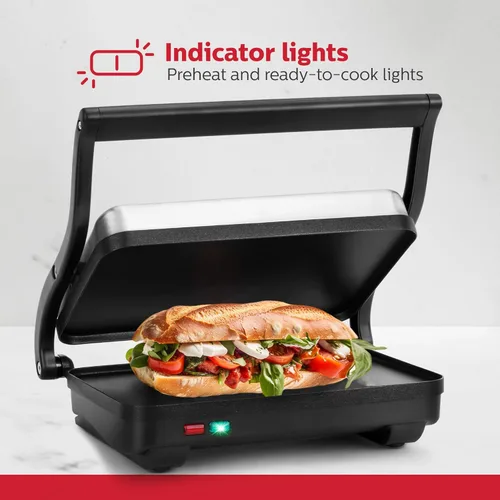 Miniatura 5 de Holstein Housewares Plancha Eléctrica para Tostar Sándwiches, Varios Snacks - Negro/Acero Inoxidable (260 x 170mm)