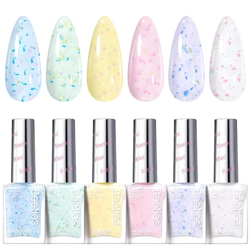 Miniatura 25 de Beetles - Juego de esmaltes de uñas pastel, 6 colores, rosa, azul, amarillo, nude, rosa, morado, juego de esmalte de uñas de secado rápido, secado