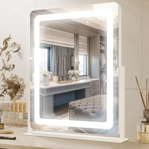 Miniatura 23 de PRIMETEK Espejo de tocador con luces, espejo de maquillaje grande de 19 x 22 pulgadas con luces, espejo de maquillaje iluminado LED, pantalla táctil