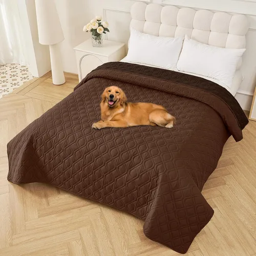 Miniatura 141 de Smiry Funda impermeable para cama de mascota, suave y lavable, para muebles, cama, sofá, reversible, a cuadros (30 x 53 pulgadas, color beige/beige)