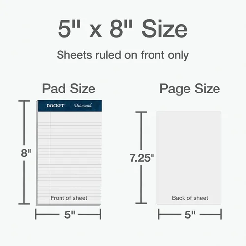 Miniatura 6 de Tops Docket Diamond - Tableta de papelería prémium 100% reciclada, 5 x 8 pulgadas, perforada, blanca, regla estrecha, 50 hojas por bloc, 4