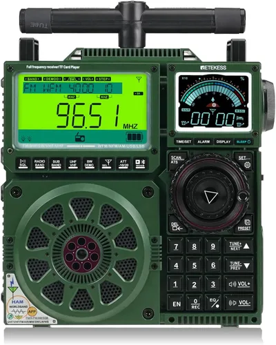 Retekess Receptor de radio de onda corta TR113, AM FM LW WB VHF UHF AIR CB Radio de banda completa con recepción SSB, 3 puertos de antena y antena