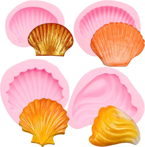 Miniatura 12 de Moldes de silicona para fondant de peces de tortuga marina, 4 paquetes de moldes de chocolate con delfín de coral marino para decoración de Pescado