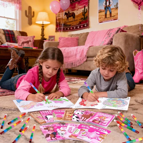 Miniatura 6 de BenLouis 24 piezas de mini libros para colorear de vaquera para niños, recuerdos de fiesta de chicas occidentales, pequeños libros de actividades a