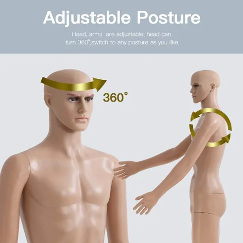 Miniatura 5 de Maniquí masculino/femenino vestido de cuerpo completo, modelo de costurera, soporte posable, maniquí de ropa ajustable, forma de torso de 69