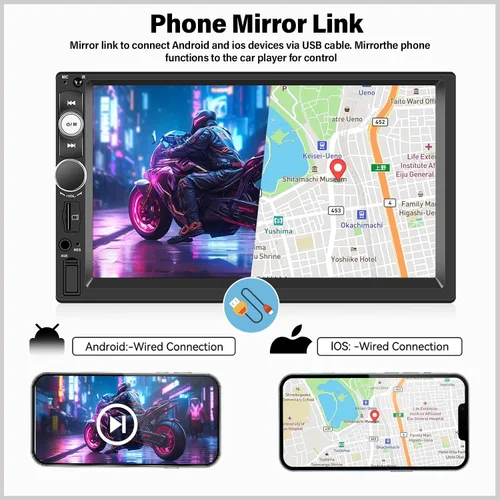 Miniatura 4 de UNITOPSCI Estéreo de auto de doble DIN con Apple CarPlay y Android Auto Bluetooth, pantalla táctil de 7 pulgadas, radio de auto de 2 DIN