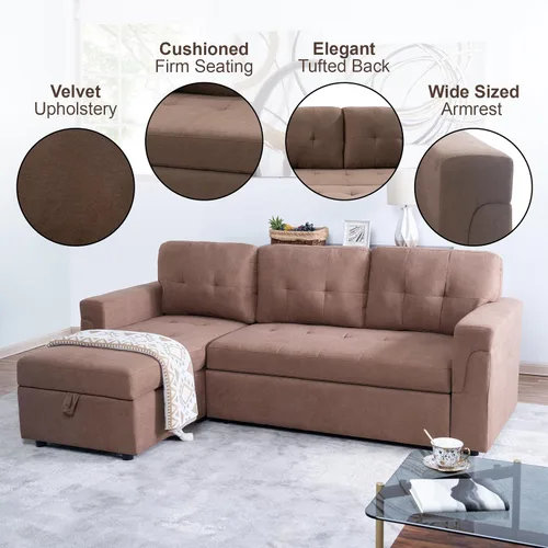 Miniatura 5 de Naomi Home Transforma Cualquier Espacio: Sofá Seccional Reclinable con Sofá Cama Convertible y Chaise Acogedora. Encuentra Comodidad Tranquila