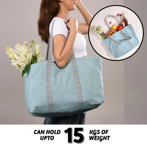 Miniatura 2 de Folkulture Bolso tote para mujer, lona, Verde salvia, Bolso tote