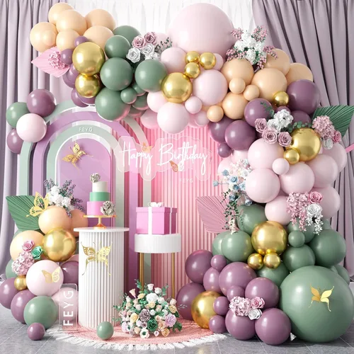Miniatura 28 de Kit de Arco de Guirnalda de Globos de Género, Globos Rosa Polvoriento y Azul Arena Blanca, Globo Bohemio Rosa Nude para Tema Neutro Baby Shower