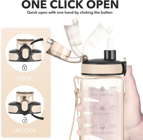 Miniatura 3 de Enerbone Botella de Agua, A Prueba de Fugas Sin BPA y Tóxicos, Botella de Agua Motivacional con Horarios para Beber y Pajita, Botella de Agua