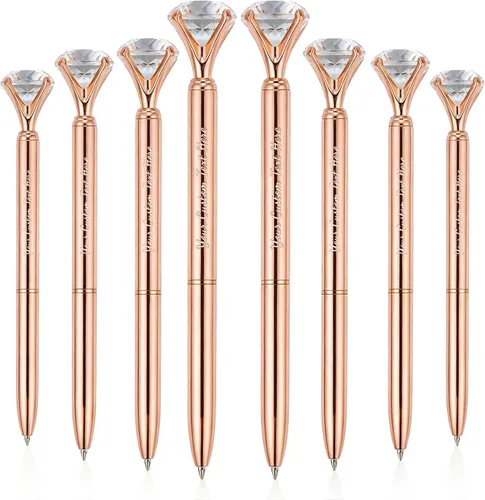 Miniatura 11 de Personalizado 20 Piezas Big Diamond Pen Rhinestones Crystal Metal Bolígrafo Promocional Tinta Negra