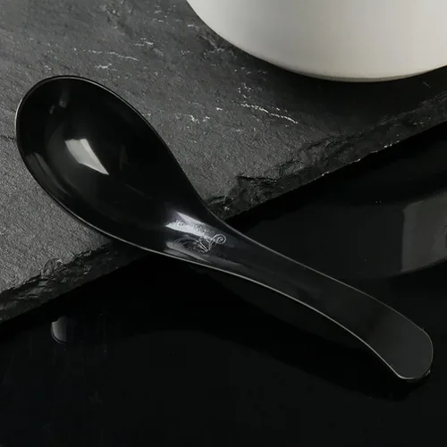 Miniatura 2 de Hemoton Cucharas de sopa desechables para llevar de 9.44 pulgadas, cucharas de sopa asiáticas de plástico resistente para servir sopas de fideos