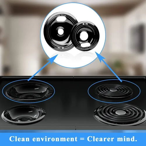 Miniatura 7 de Sartenes de goteo para quemador de estufa negro para Whirlpool Amana Crosley Electric Range, cuencos de goteo superior de estufa incluye 1 grande