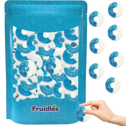 Miniatura 7 de Fruidles Anillos de goma de frambuesa azul, gomitas de sabores de frutas surtidos, aptas para alérgicos, sin OMG, sin edulcorantes artificiales
