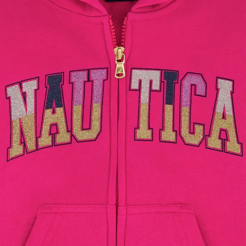 Miniatura 2 de Nautica Girls' Logo Sweatshirt, Fleece Hoodie With Full-zip Front & Pockets