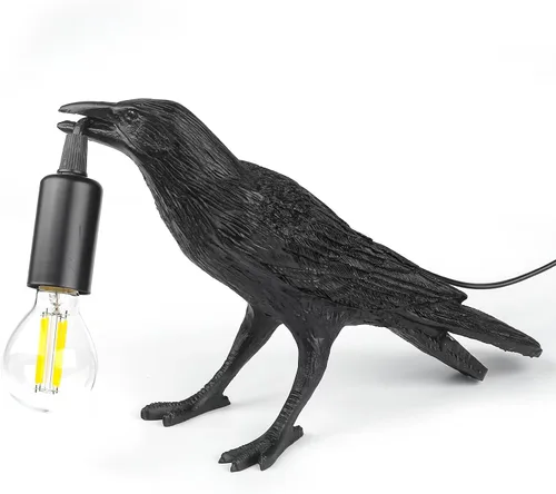 Miniatura 2 de HGomx Raven - Lámpara de escritorio LED de resina para dormitorio, oficina, sala de estar, casa de campo, Art Deco con enchufe