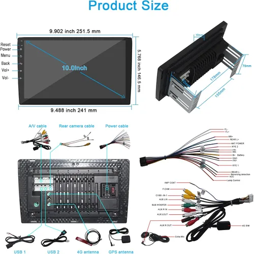 Miniatura 6 de CUSP Radio estéreo de coche Android de 10 pulgadas, unidad principal universal de doble DIN con CarPlay inalámbrico y Android Auto con cable