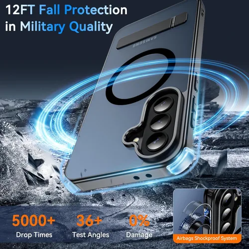Miniatura 5 de OWKEY Funda para Samsung Galaxy A37/A36 5G Bark Phone Pro con soporte, magnética a prueba de golpes para Magsafe translúcida mate cubierta para A37