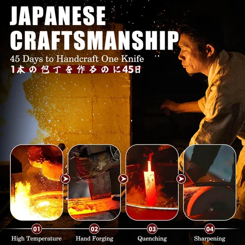 Miniatura 2 de Huusk Juego de cuchillos de cocina japonés - Juego de 2 piezas de cuchillos de chef profesionales para cocina, cuchillo Nakiri forjado a mano