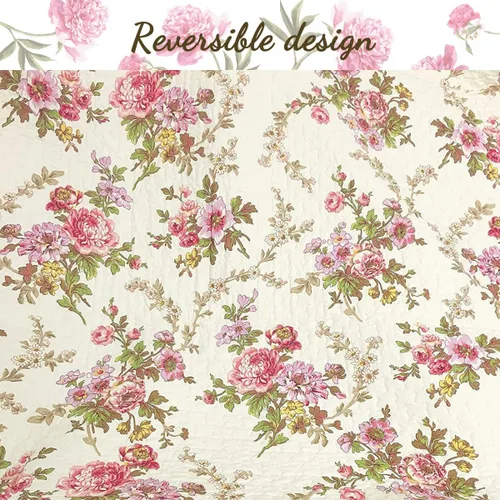 Miniatura 5 de Cozy Line Home Fashions Perry - Juego de ropa de cama vintage reversible de 100% algodón con estampado floral de mostaza y amarillo