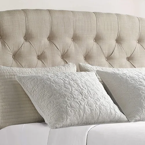 Miniatura 5 de Rosevera Issac - Cama con cabecera ajustable de diseño distintivo y marco de cama acolchado con botones, tamaño King, beige clásico Gris clásico