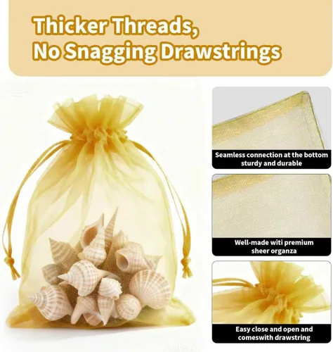 Miniatura 3 de EdgeXcel 120 bolsas de organza de 4 x 6 pulgadas para regalos pequeños - Bolsa de malla premium con cordón para recuerdos de bodas y fiestas, joyas