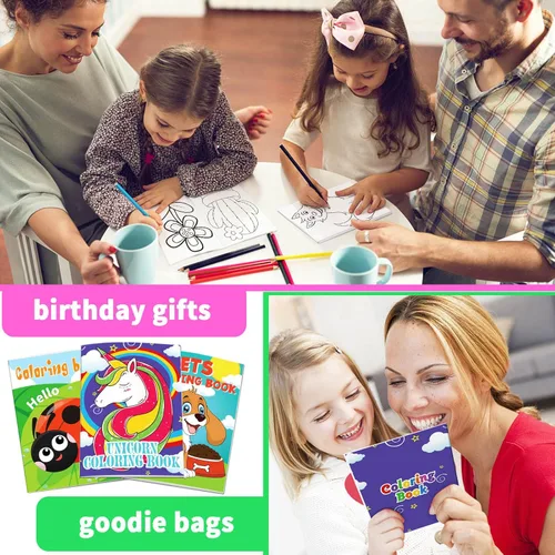 Miniatura 6 de Omgouue 24 libros pequeños para colorear para niños de 2 a 4 años, 4 a 8 años, regalos de fiesta de cumpleaños, bolsas de regalo, suministros