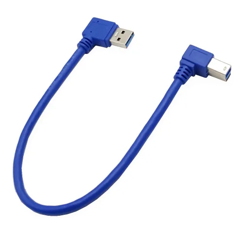 Seadream Cable de impresora USB 3.0 en ángulo; 1 pie/11.8 in SuperSpeed USB3.0 A enchufe macho de 90 grados en ángulo recto a USB 3.0 B macho cable