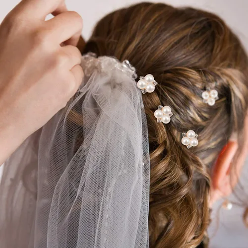 Miniatura 6 de WILLBOND 18 piezas de horquillas de pelo con perlas, accesorios para el cabello de boda para novias y damas de honor, pinza de cristal para novias