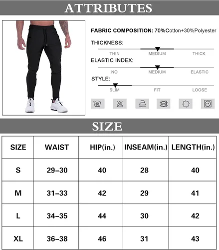 Miniatura 5 de MAIKANONG Pantalones deportivos ajustados para hombre, pantalones de entrenamiento para gimnasio, correr, atletismo, casual